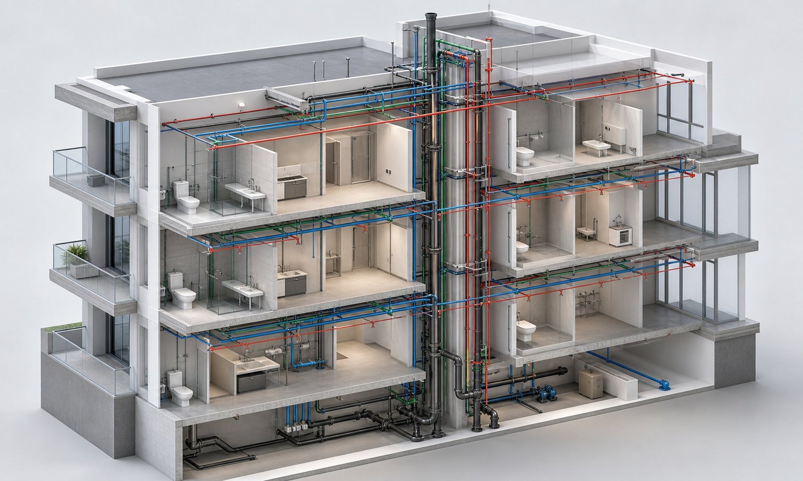 Visualisierung eines koordinierten 3D BIM Modells der Gebäudetechnik