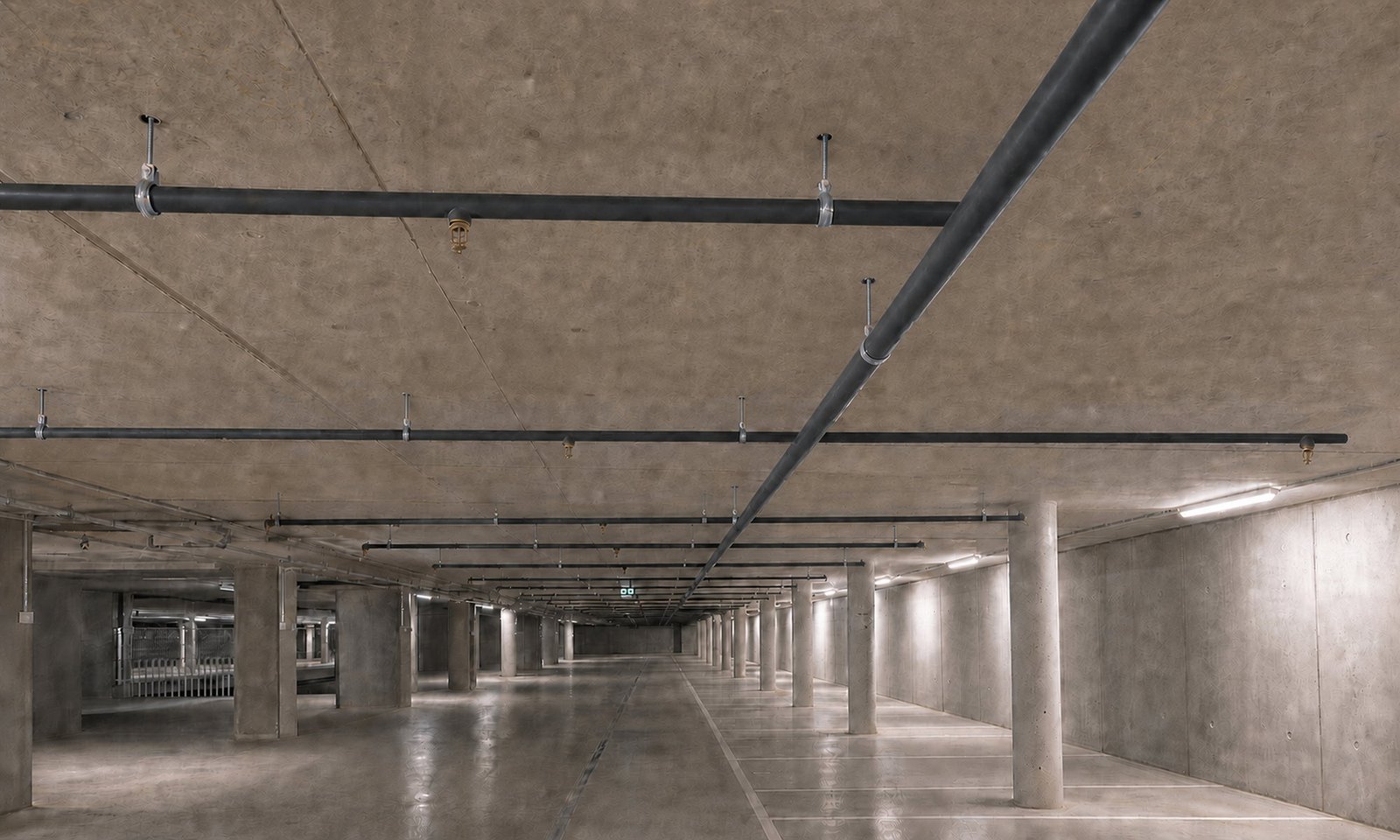 Visualisierung einer Sprinkleranlage in einem modernen Gebäude